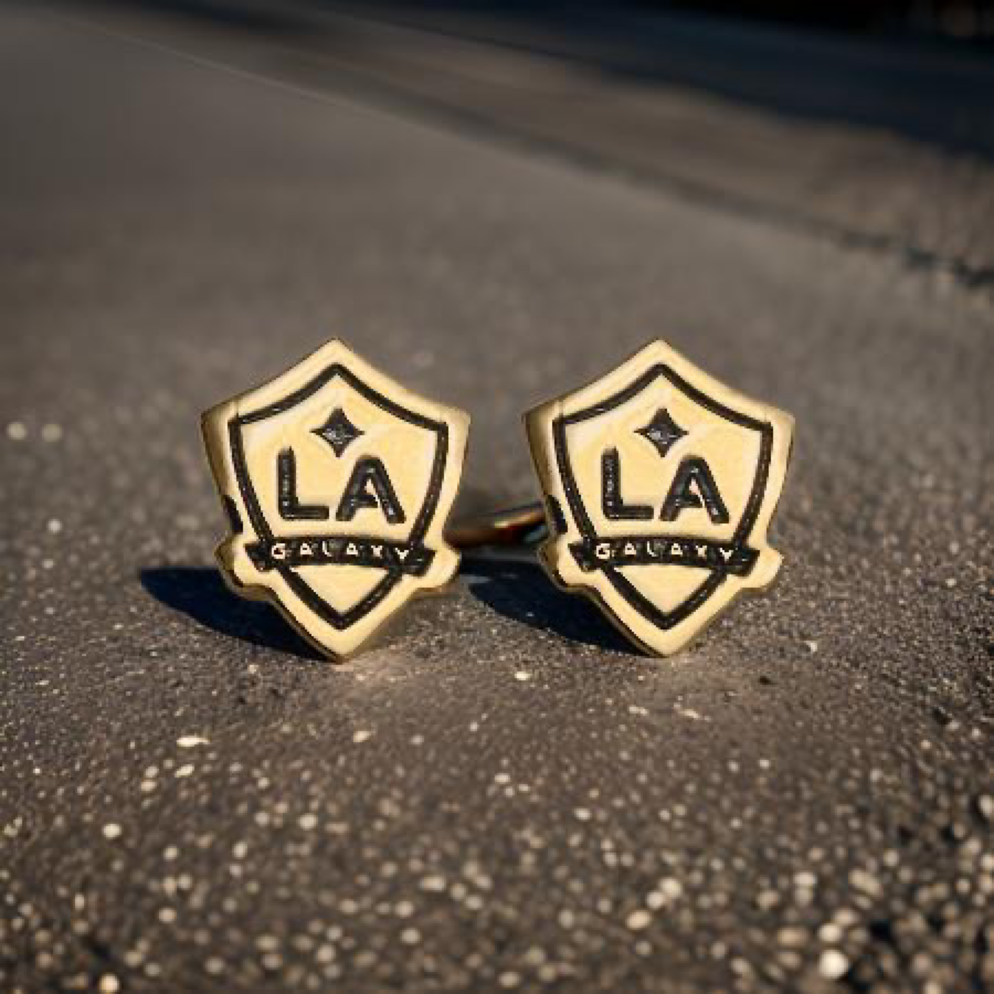 LA Galaxy Shield Dainty Stud Earrings w/ black fill 24k Gold dip