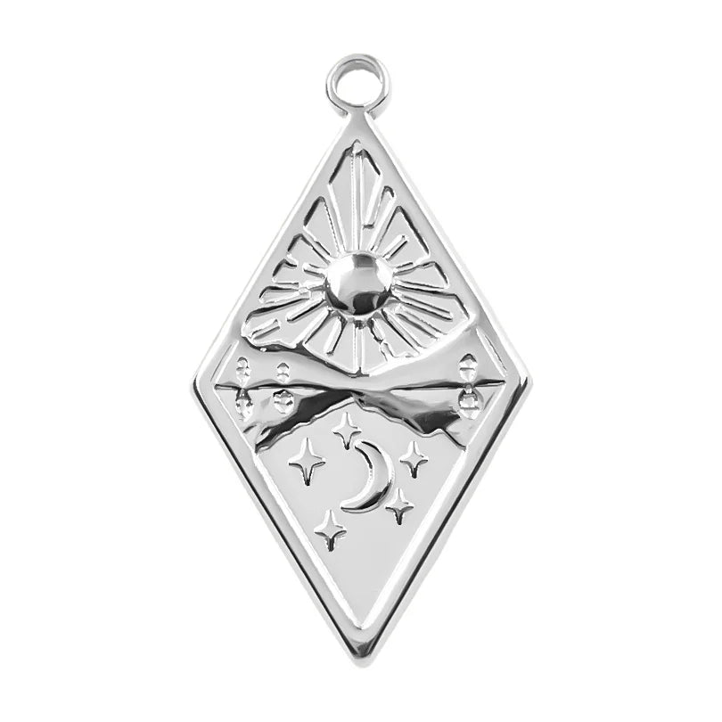 5pcs/Lot Sun Charm Round Blank Settings Stainless Steel Charms For Jewelry Making Supplies Breloques Diy Stone Crystal Oil Drip