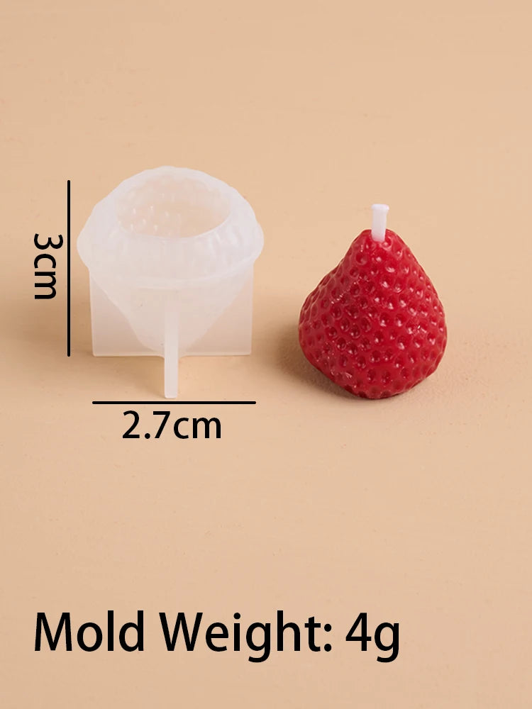 3D Strawberry Aromatherapy Candle Silicone Mold DIY Handmade Romantic Scented Gift For Valentines Day Home Decor