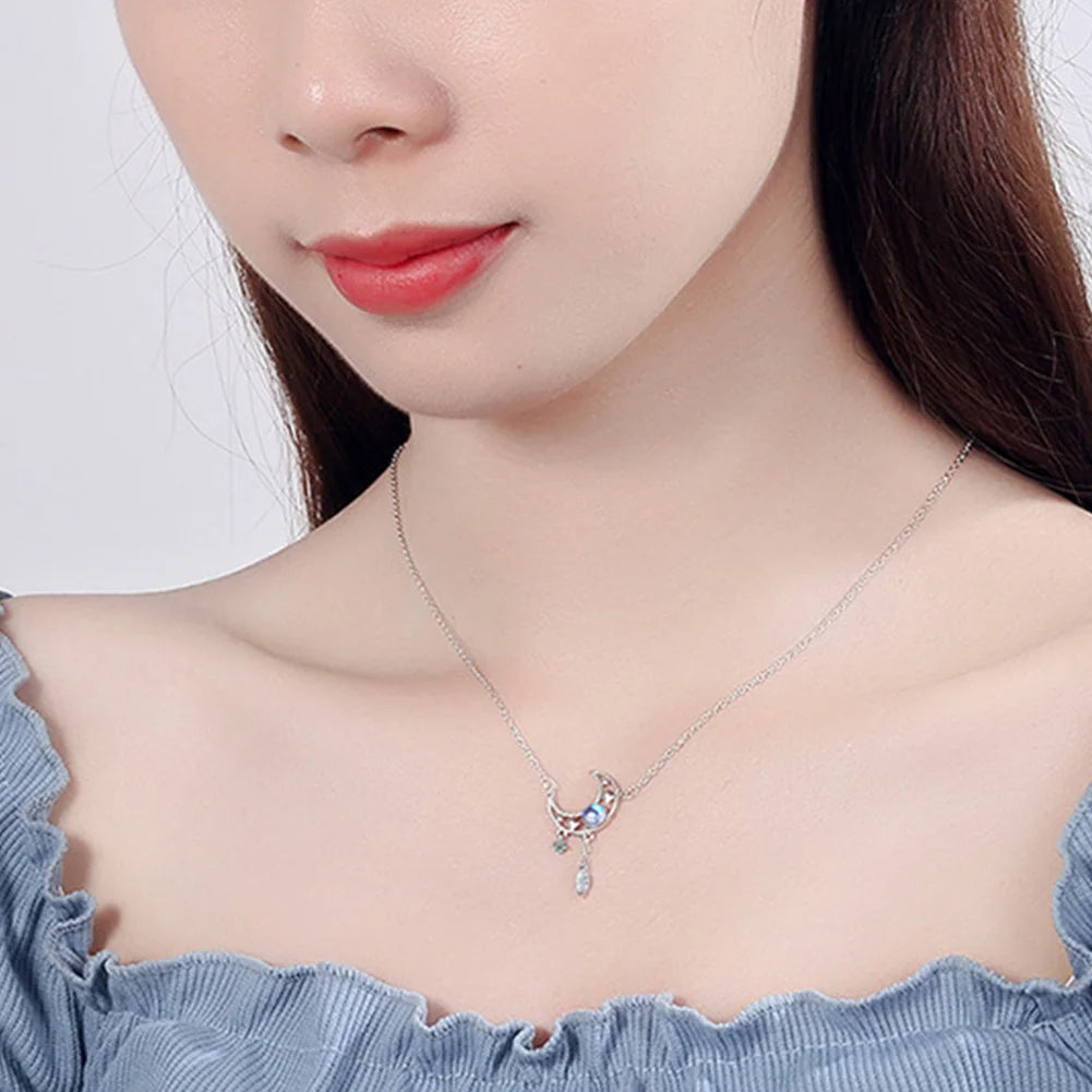 925 Sterling Silver Crystal Moon Jewelry Sets For Women Fine Elegant  Necklace Stud Earrings  GaaBou Jewellery