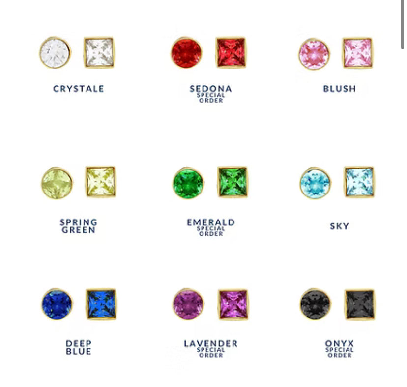 Princess Cut Stud Earrings – 6mm & 8mm | 18k Gold or White Gold Finish