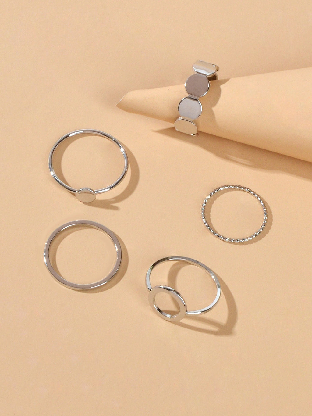 5 pcs Minimalist Jewellery Gold Silver Metal Geometric Midi Finger