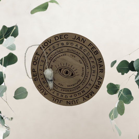 Wooden Pendulum Board With Moonstone Pendulum For Mystical Intuition, Guidance, And Divination For Spiritual Seekers