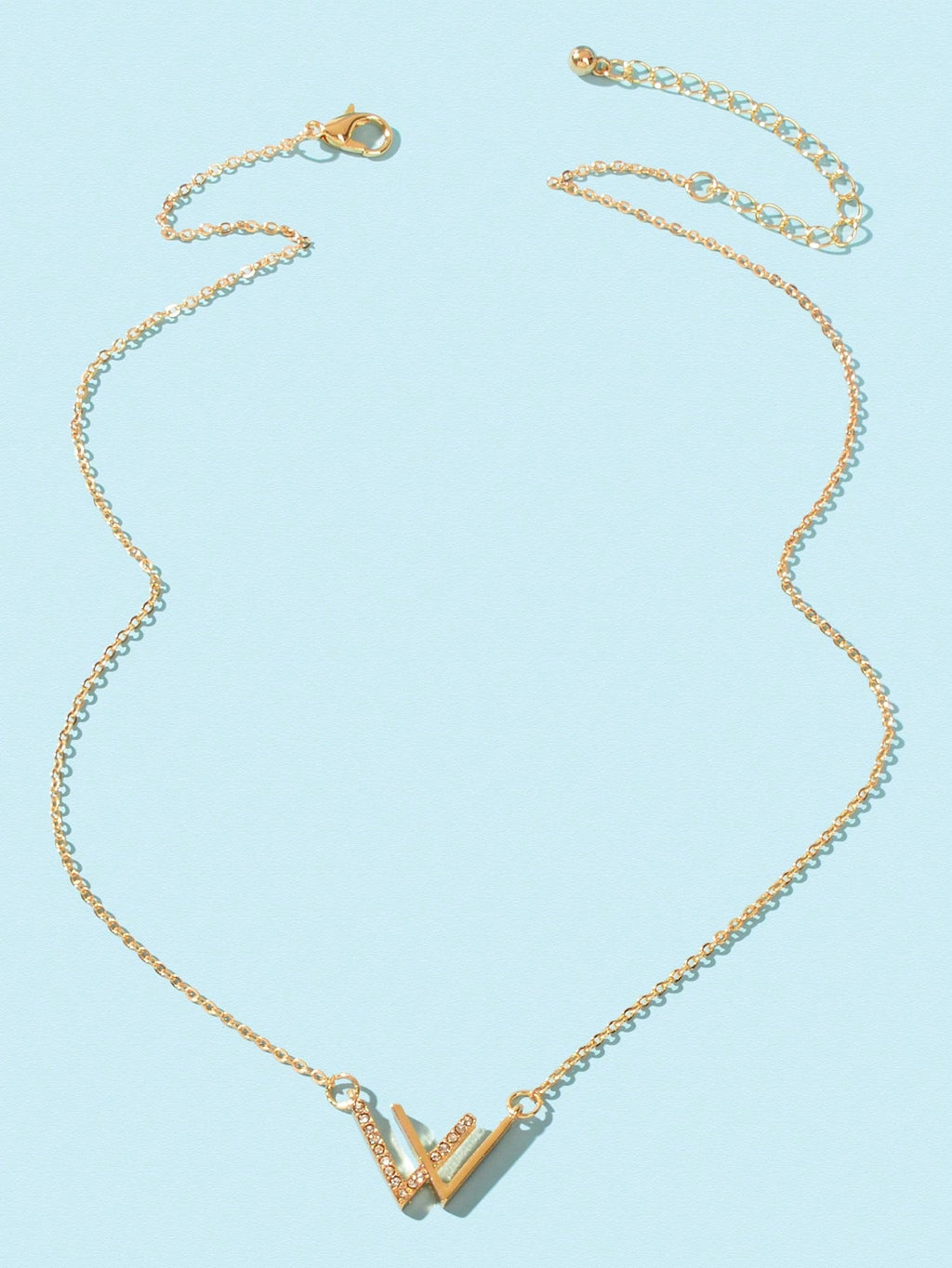 Minimalist Jewelry Rhinestone Decor Silver Chain V Shpe Geometric