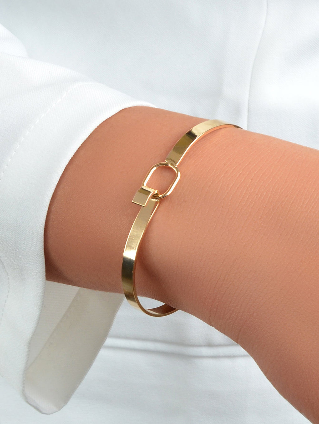 HipHop Jewelry Gold Metal Minimalist Geometric Bracelet Golden Bangle
