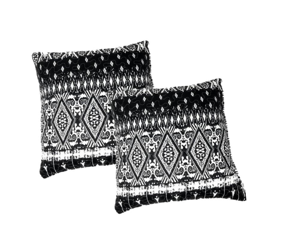 DaDa Bedding Aztec Black & White Diamonds Throw Pillow Covers - 18" x