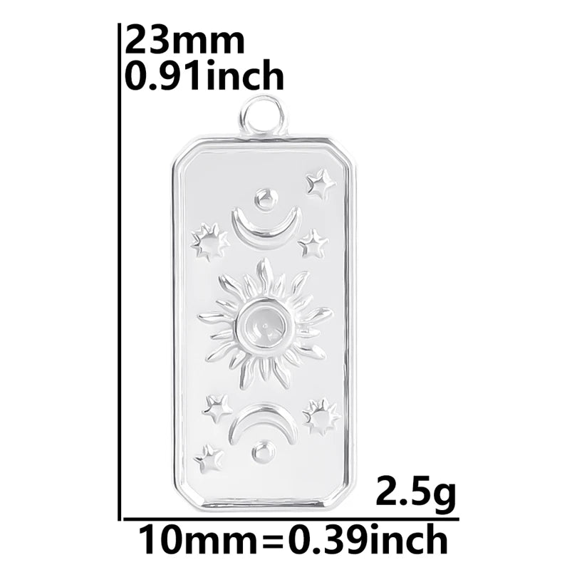 5pcs/Lot Sun Charm Round Blank Settings Stainless Steel Charms For Jewelry Making Supplies Breloques Diy Stone Crystal Oil Drip