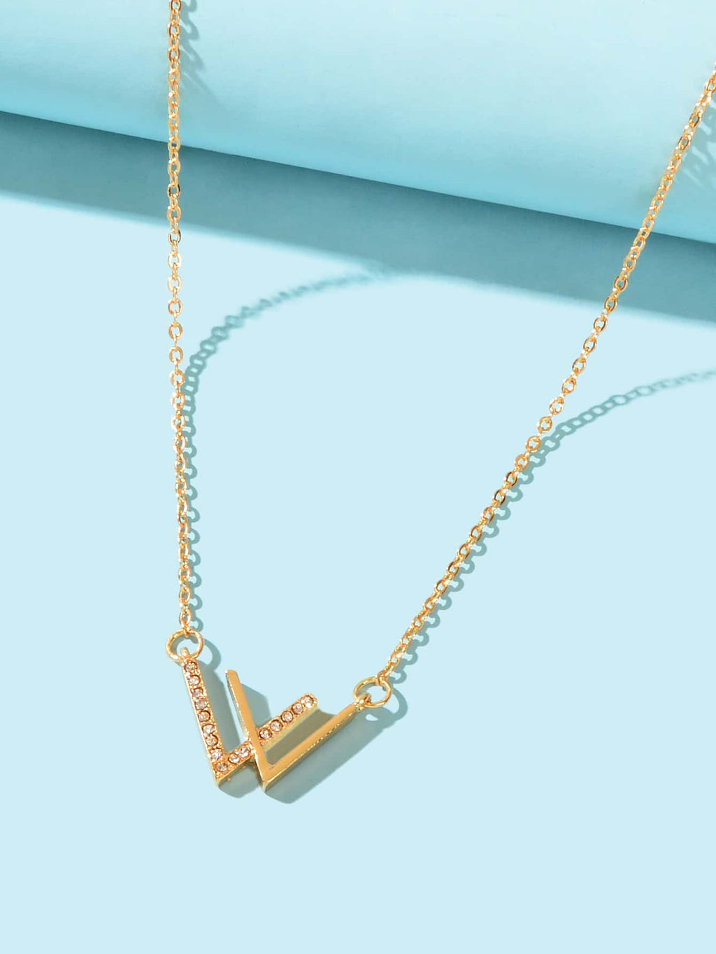 Minimalist Jewelry Rhinestone Decor Silver Chain V Shpe Geometric