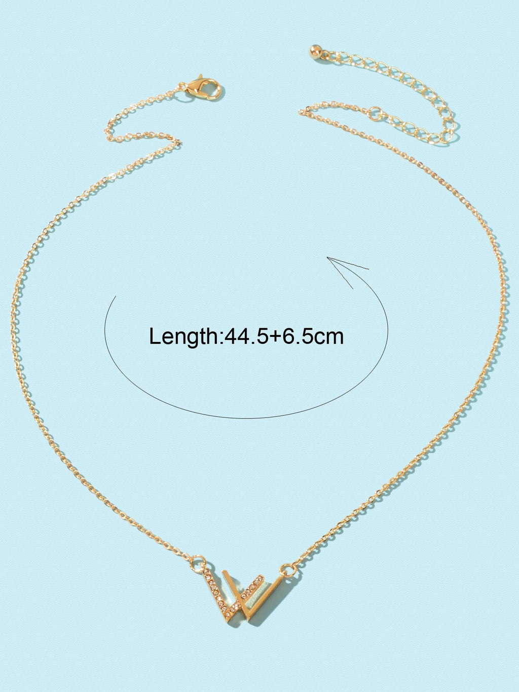 Minimalist Jewelry Rhinestone Decor Silver Chain V Shpe Geometric