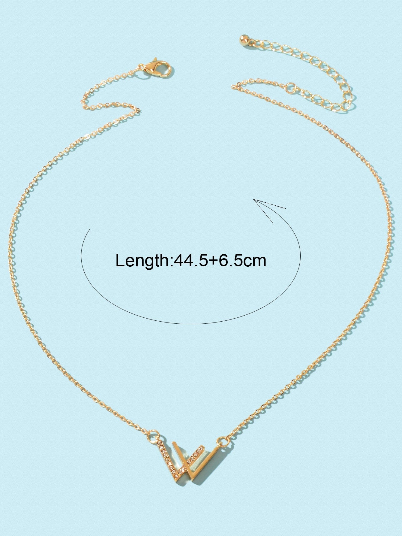 Minimalist Jewelry Rhinestone Decor Silver Chain V Shpe Geometric