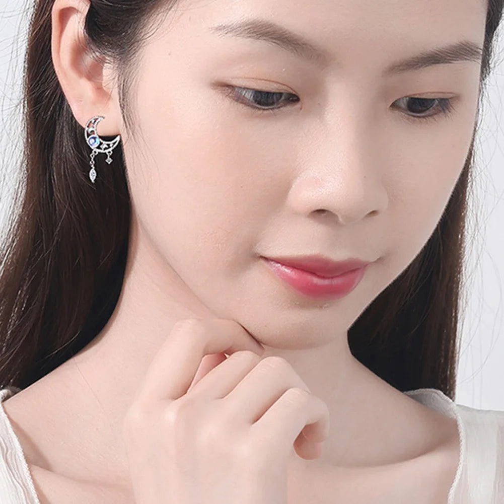 925 Sterling Silver Crystal Moon Jewelry Sets For Women Fine Elegant  Necklace Stud Earrings  GaaBou Jewellery