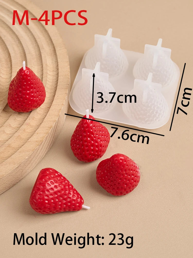 3D Strawberry Aromatherapy Candle Silicone Mold DIY Handmade Romantic Scented Gift For Valentines Day Home Decor
