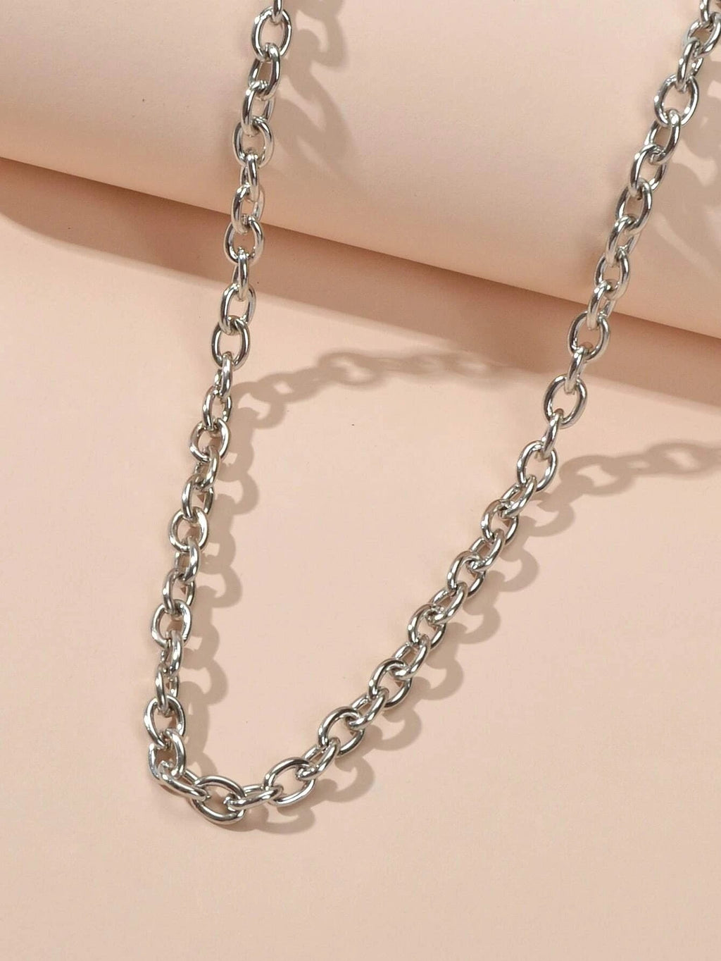 Minimalist Jewellery Silver Link Heart Pendant Necklace Women Punk