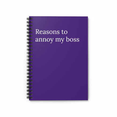Reasons to Annoy My Boss Spiral funny notebook