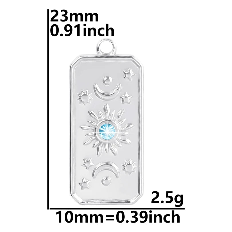 5pcs/Lot Sun Charm Round Blank Settings Stainless Steel Charms For Jewelry Making Supplies Breloques Diy Stone Crystal Oil Drip