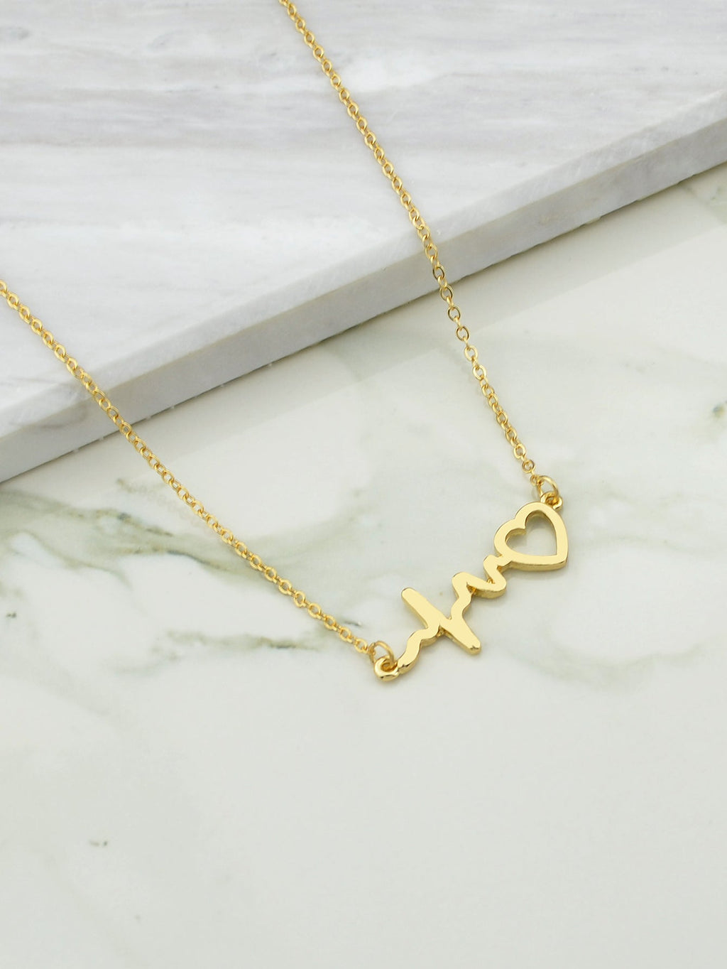 Minimalist Jewelry Gold Silver Chain Heartbeat Pendant Necklace Party