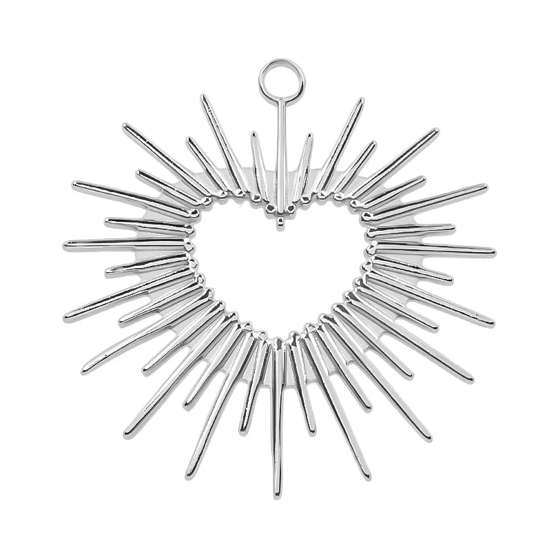 5pcs/Lot Sun Charm Round Blank Settings Stainless Steel Charms For Jewelry Making Supplies Breloques Diy Stone Crystal Oil Drip