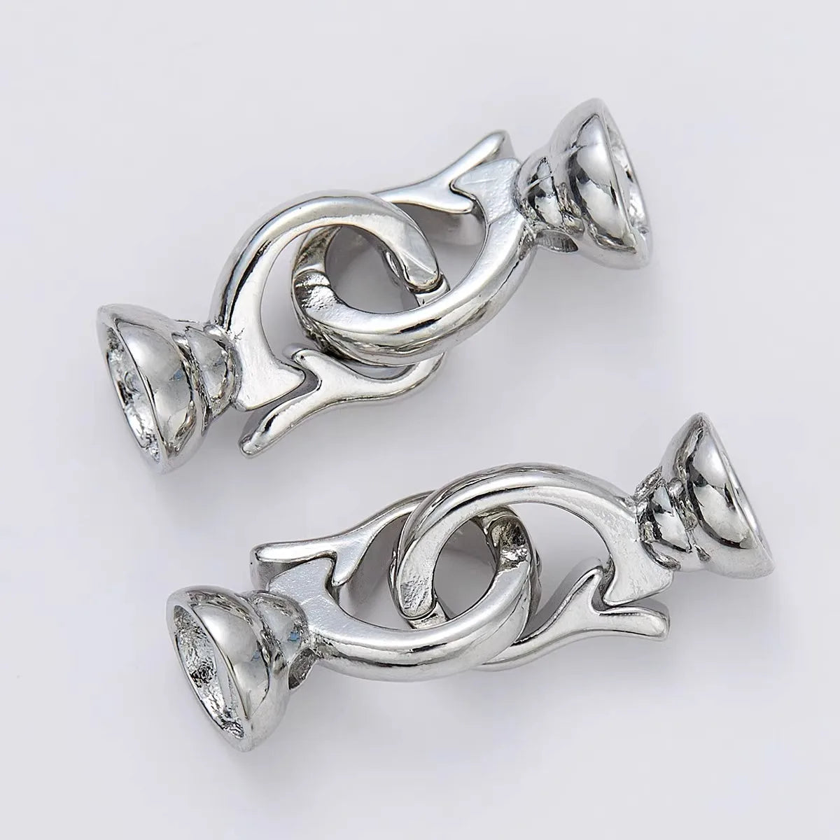 1 Piece Copper Plated 18K Gold Micro-set Zircon Simple Moon Pearl Necklace Connecting Buckle DIY Jewelry Handmade Accessories