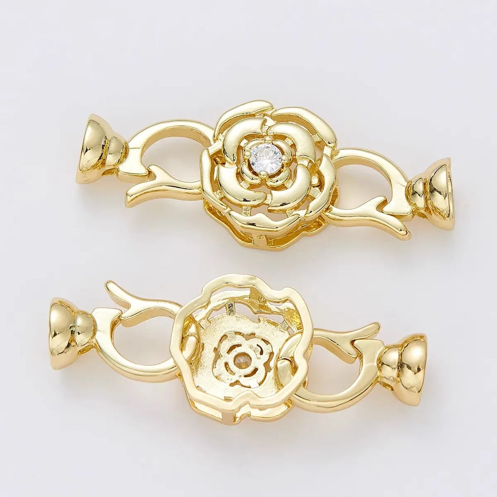 1 Piece Copper Plated 18K Gold Micro-set Zircon Simple Moon Pearl Necklace Connecting Buckle DIY Jewelry Handmade Accessories