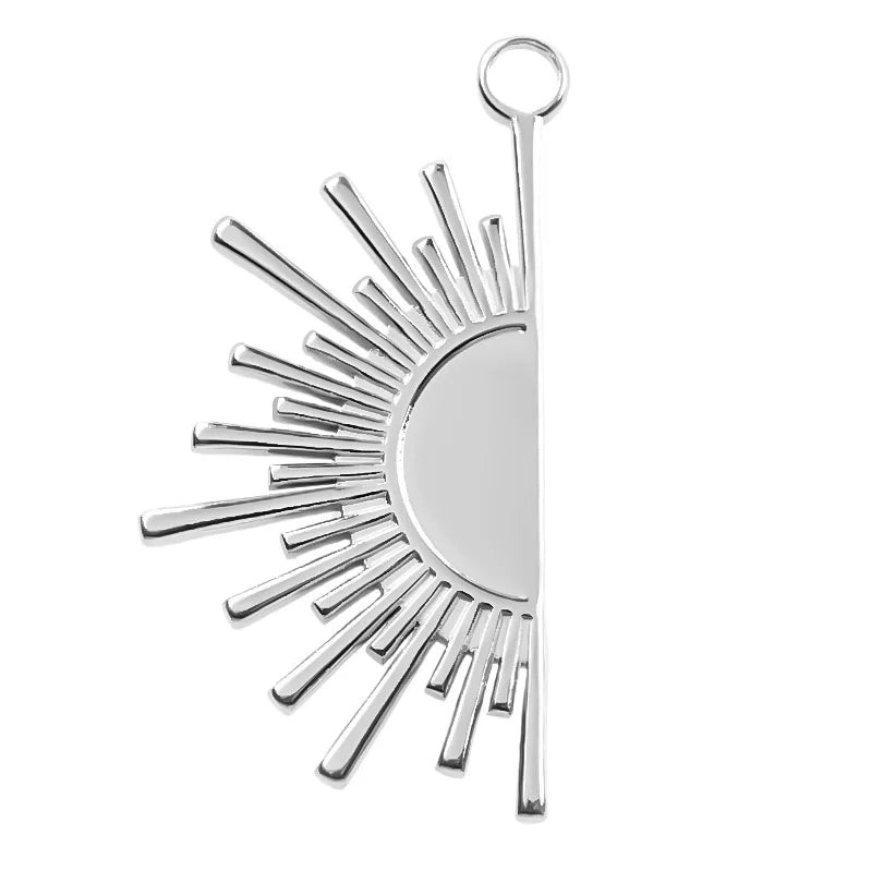 5pcs/Lot Sun Charm Round Blank Settings Stainless Steel Charms For Jewelry Making Supplies Breloques Diy Stone Crystal Oil Drip