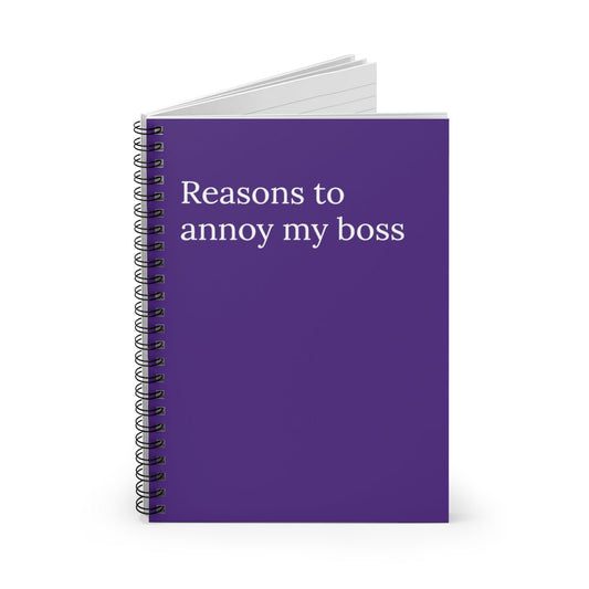 Reasons to Annoy My Boss Spiral funny notebook