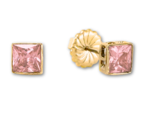 Princess Cut Stud Earrings – 6mm & 8mm | 18k Gold or White Gold Finish