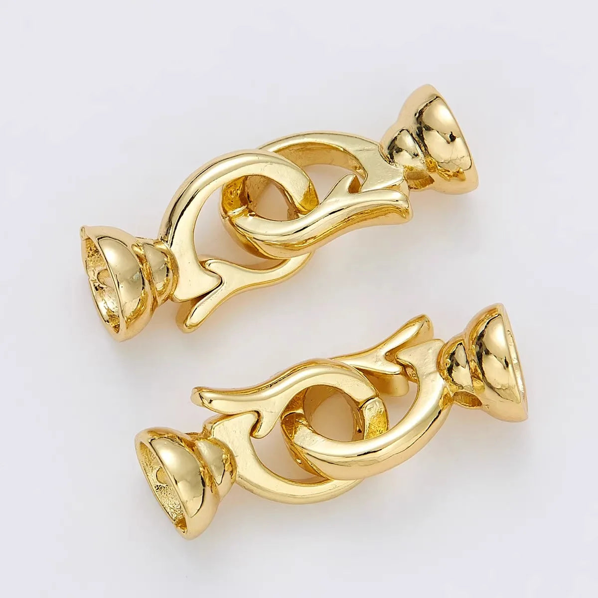 1 Piece Copper Plated 18K Gold Micro-set Zircon Simple Moon Pearl Necklace Connecting Buckle DIY Jewelry Handmade Accessories