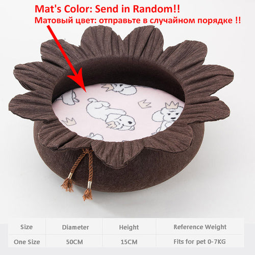 Lotus Leaf Shape Cat Bed House 100 Percent Cotton Gothic Cozy Hideaway For Cats Soft Plush Interior