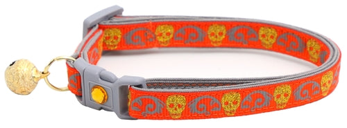 Gold Glitter Skulls Breakaway Cat Collar
