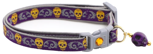 Gold Glitter Skulls Breakaway Cat Collar