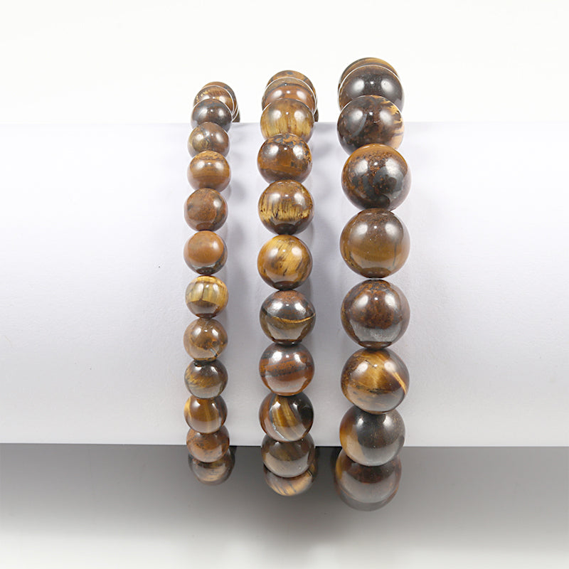 Charm Bracelet Natural Stone Beads 6/8/10mm Volcanic Lava Tiger Eye