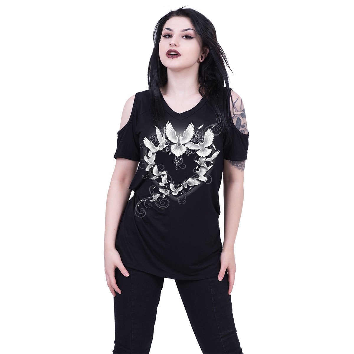 DOVES HEART - Cold Shoulder Goth Bottom Top