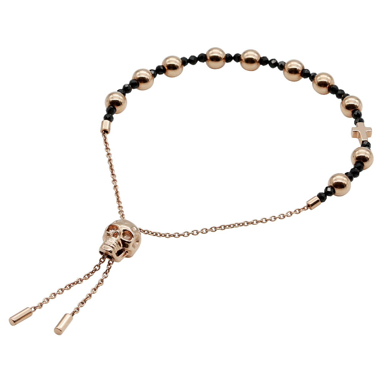 Skull Bracelet Rose Gold Skull Spinel Bead Pull-Chain Bracelet