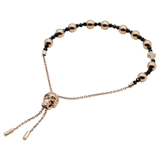 Skull Bracelet Rose Gold Skull Spinel Bead Pull-Chain Bracelet