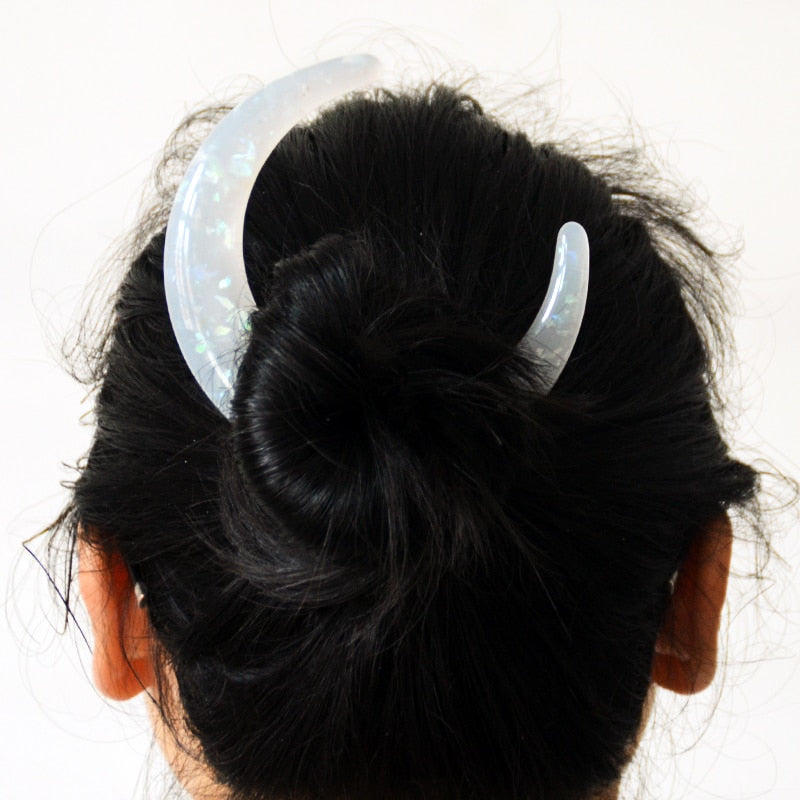 Goddness Moon Hair Forks Celestial Hair Stick Pagan Hair Jewelry For