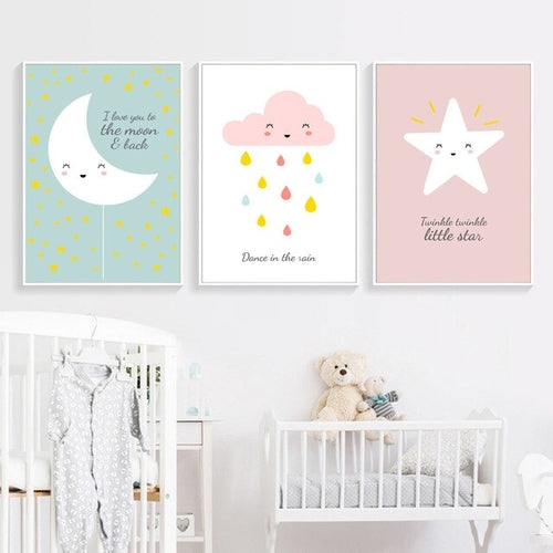 Cartoon Cute Moon Star Cloud Rain Nordic