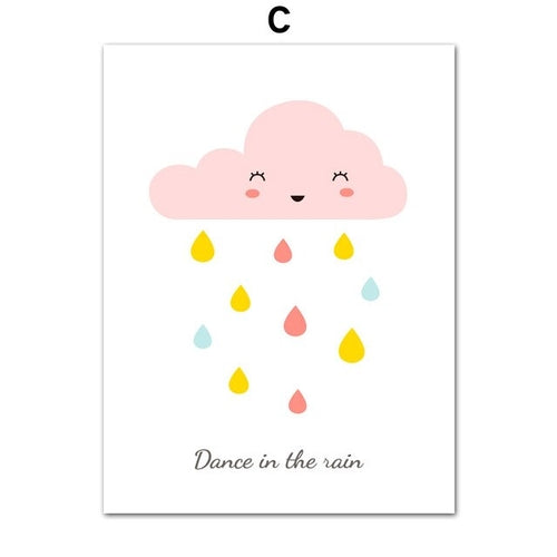 Cartoon Cute Moon Star Cloud Rain Nordic