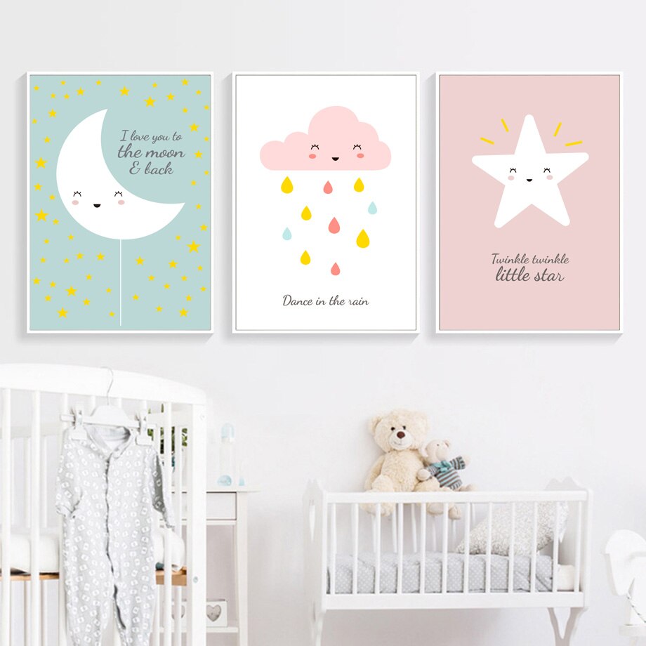 Cartoon Cute Moon Star Cloud Rain Nordic
