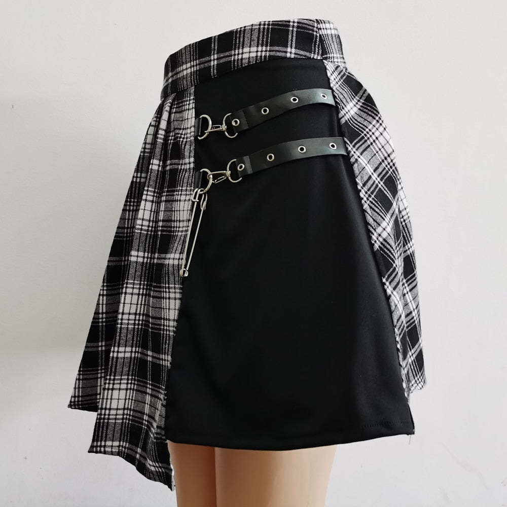 Gothic Sweet Women Pleated Skirt Fashion Plaid Mini High Waist Chic
