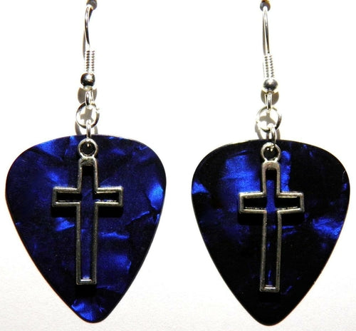Open Cross Handcrafted Guitar Pick Earrings Colorful Dangle Earrings For Music Lovers Gothic Style And Festival Ready