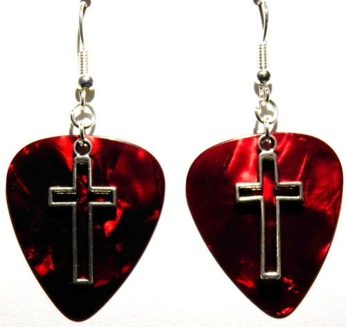 Open Cross Handcrafted Guitar Pick Earrings Colorful Dangle Earrings For Music Lovers Gothic Style And Festival Ready