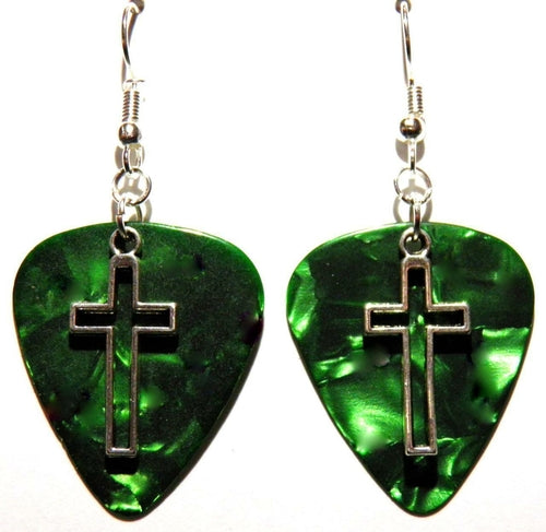 Open Cross Handcrafted Guitar Pick Earrings Colorful Dangle Earrings For Music Lovers Gothic Style And Festival Ready
