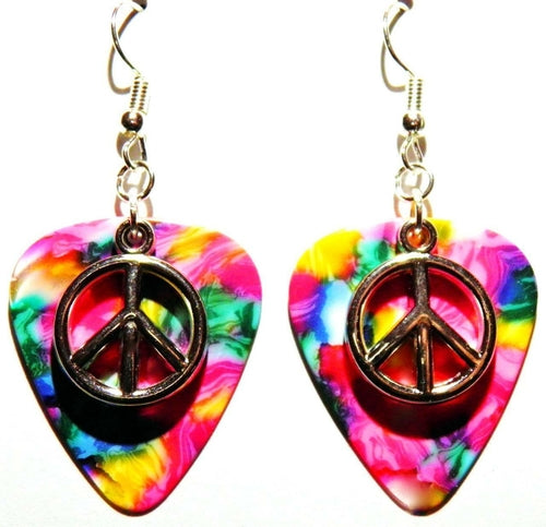 Handmade Guitar Pick Earrings | Peace