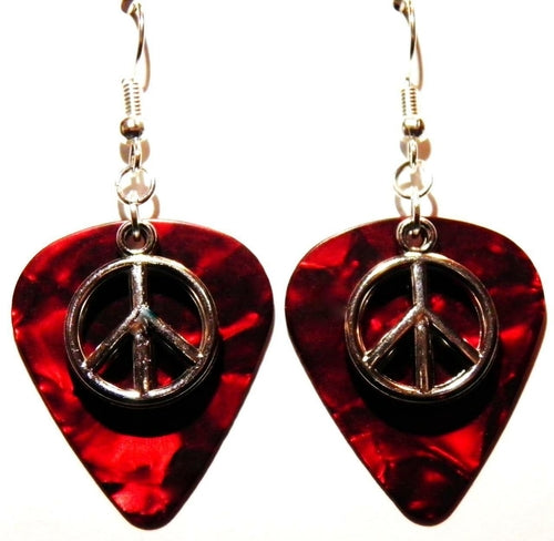 Handmade Guitar Pick Earrings | Peace