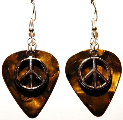Handmade Guitar Pick Earrings | Peace