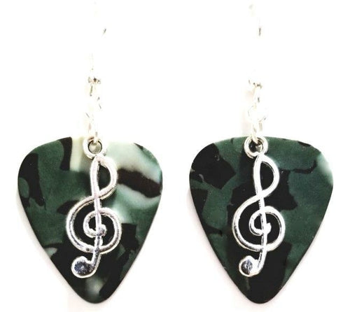 Handmade Guitar Pick Earrings | Treble Clef