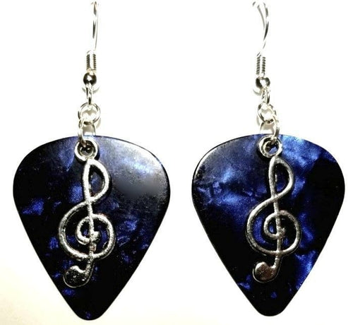 Handmade Guitar Pick Earrings | Treble Clef