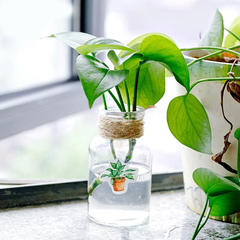 45 Pieces Per Pack Green Potted Plant Decorative Washi Stickers For Scrapbooking And Craft Projects