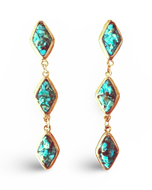 The Urban Charm Natural Turquoise Silver Tier Drop Earrings