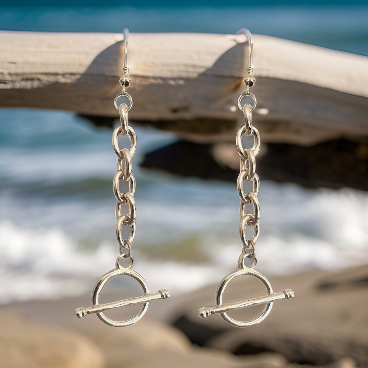 Silver Chain Toggle Earrings